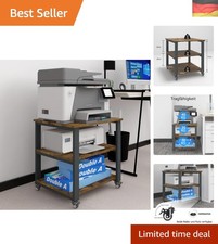3-Ebene Druckertisch mit Universalrollen mobiler Druckerständer aus Holz & Me...
