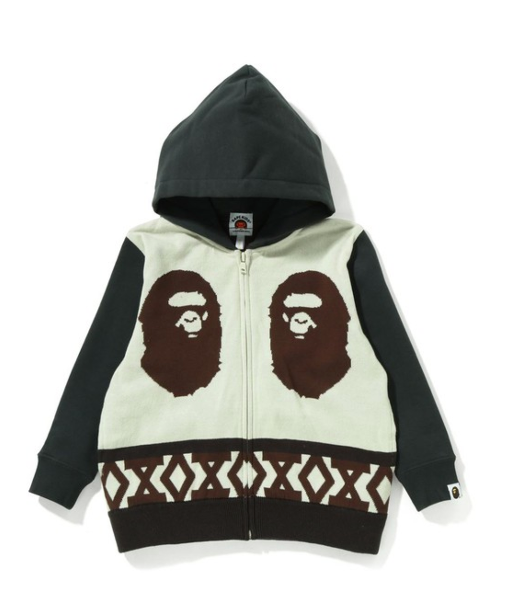 Bape Kids Ape Head Knit Body Zip Hoodie Charcoal Size 110 K | eBay