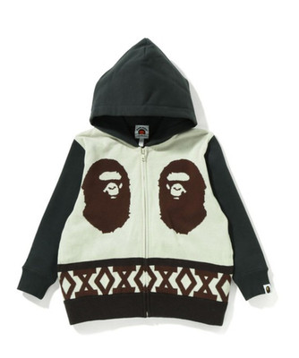 Bape Kids Ape Head Knit Body Zip Hoodie Charcoal Size 110 K | eBay