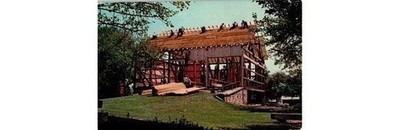 1950s PA Amish Barn Raising Scene Postcard: Rural Wood Structure Studio 16115