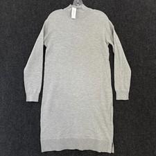 Banana Republic Sweater Dress Women's Small Gray Mock Neck Side Snap Ribbed Knit