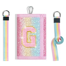 Girls Wallet Glitter Initial Kids Wallet, Birthday Gifts G, Chunky