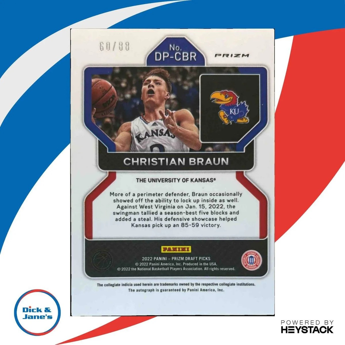 【値下げ中】christian braun originsauto /10 2022-23 Panini Prizm Draft Christian Braun Auto Prizm Red /88 RC