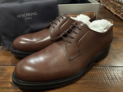 NIB Heschung Arum Brown Leather Derby Mens Shoes Size 9 UK Made in France $635