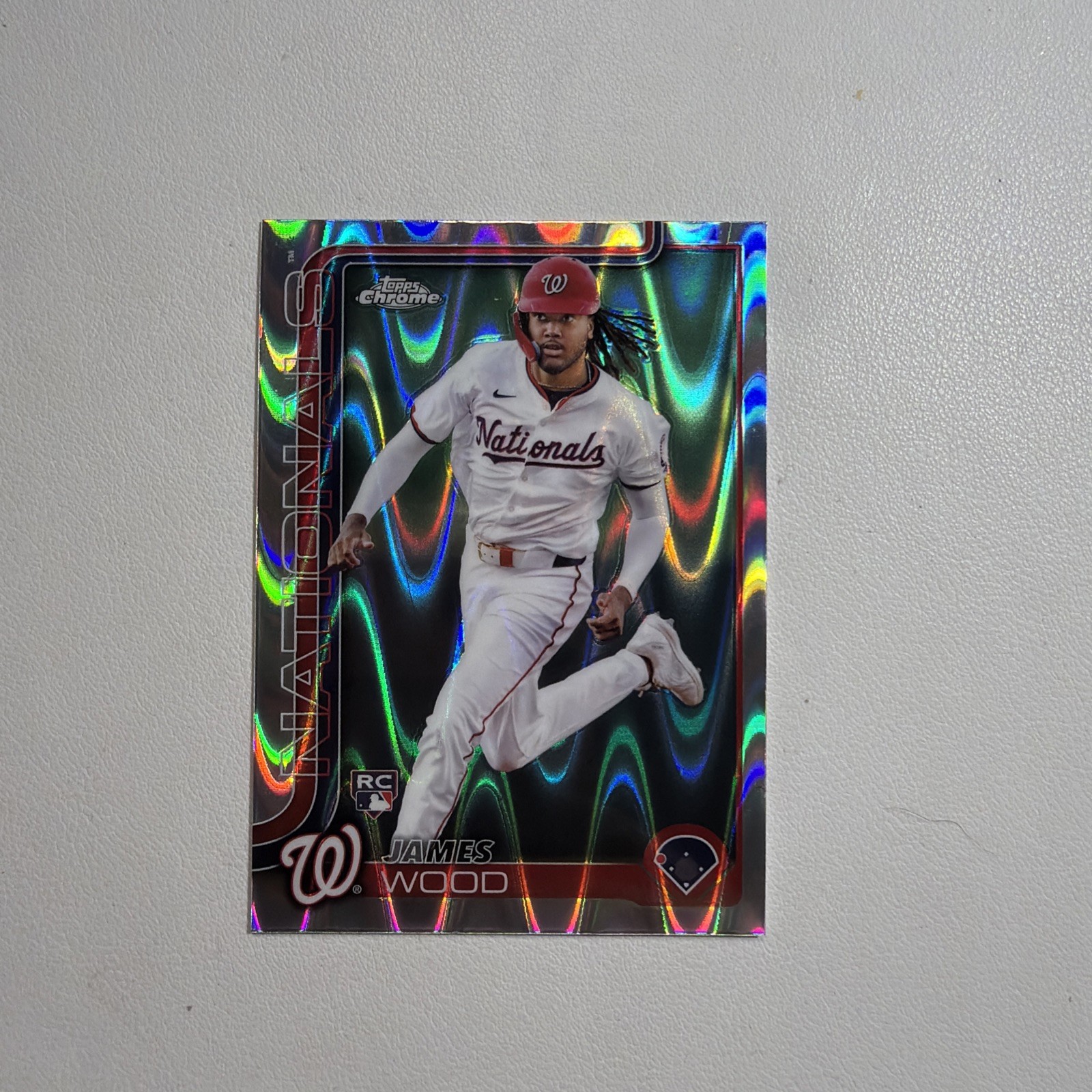 James Wood 2025 Topps Chrome RC RayWave Refractor Rookie #132 Nationals