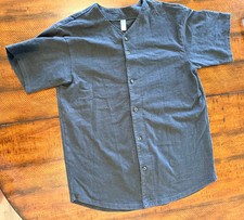 American Apparel Black Button Up Mock Neck Top Women's M Made in USA