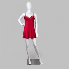 Victoria's Secret Red Satin Lace Slip Dress S Open Back Y2K Coquette Lingerie