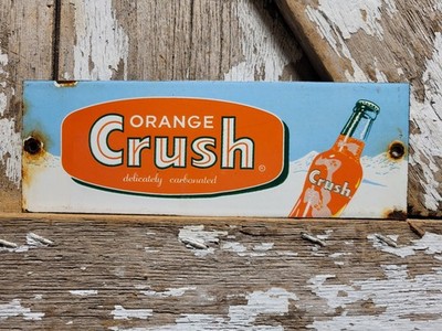 VINTAGE ORANGE CRUSH PORCELAIN SIGN OLD COLA SODA POP DRINK BEVERAGE BOTTLE SHOP