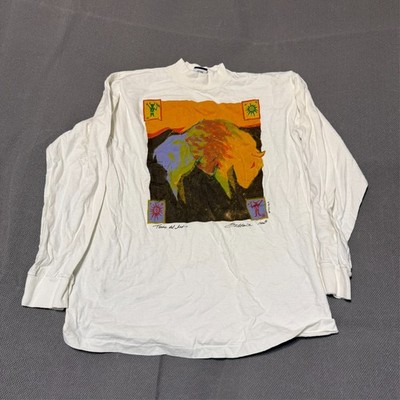 Vintage 90s Signal Sports T-Shirt Torro Del Indio Buffalo Spanish Painting Art