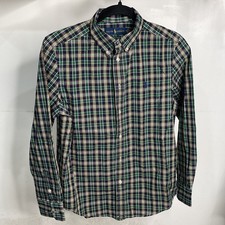 POLO RALPH LAUREN Shirt Boys Sz Large 14-16 Button Up Green Long Sleeve Cotton