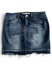 KanCan Dark Distressed Denim Mini Skirt Boho ...