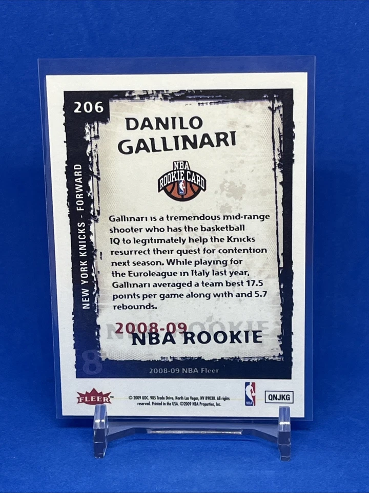 2008-09 Fleer Danilo Gallinari #206 New York Knicks - Image 2 of 2