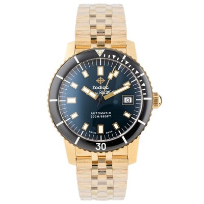 Zodiac Super Sea Wolf Compression Diver Gold Plated Black Dial