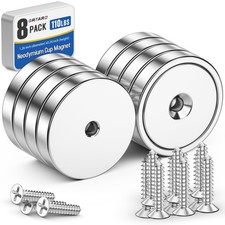 8 Pack Neodymium Cup Magnets, 110LBS Holding Force Strong Rare Earth Magnets ...