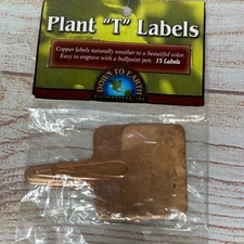 Down To Earth Copper Plant T Labels Markers Weather Patina Set of 15 Engravable
