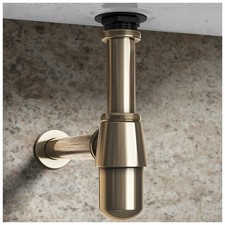 Brushed Brass Bottle Trap for Basin | 32mm Modern Sink Waste Pipe UK