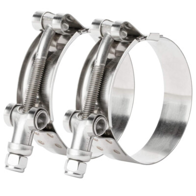 2 PCS 4'' Inch Stainless Steel T Bolt Clamp Turbo Intake Silicone Hose Clamp
