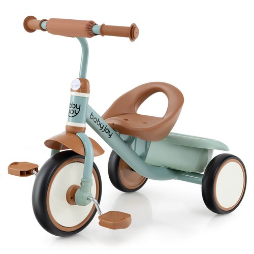 Kids Tricycle Toddler Trike with Adjustable Seat & Storage Basket 3 Wheel Bike