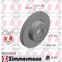 Zimmermann 2X Bremsscheibe Vorne Ø324 Mm InnenbelüFtet FüR BMW 5Er Touring E61