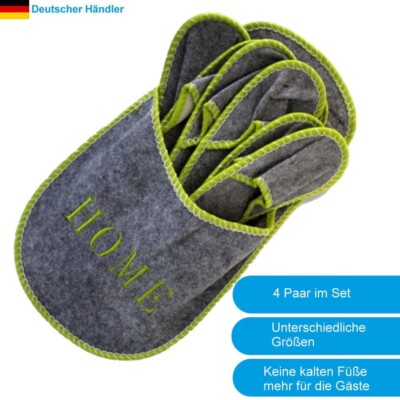 Gäste-Hausschuh-Set ''HOME'' Pantoffeln Gästepantoffeln Hauspuschen Hausschuhe-Set