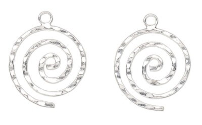 2 Sterling Silver Double Sided Hammered 15x16mm Spiral Charms
