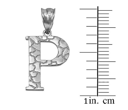 Sterling Silver Nugget Initial Pendant Necklace - Picture 60 of 78