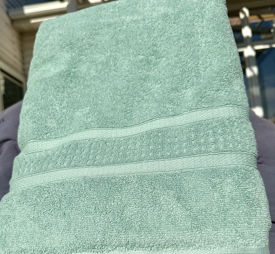 Juego de sábanas de baño Nautica (2) 34x64" turquesa océano 100 % algodón absorbente pelusa baja Foto 4 de 4