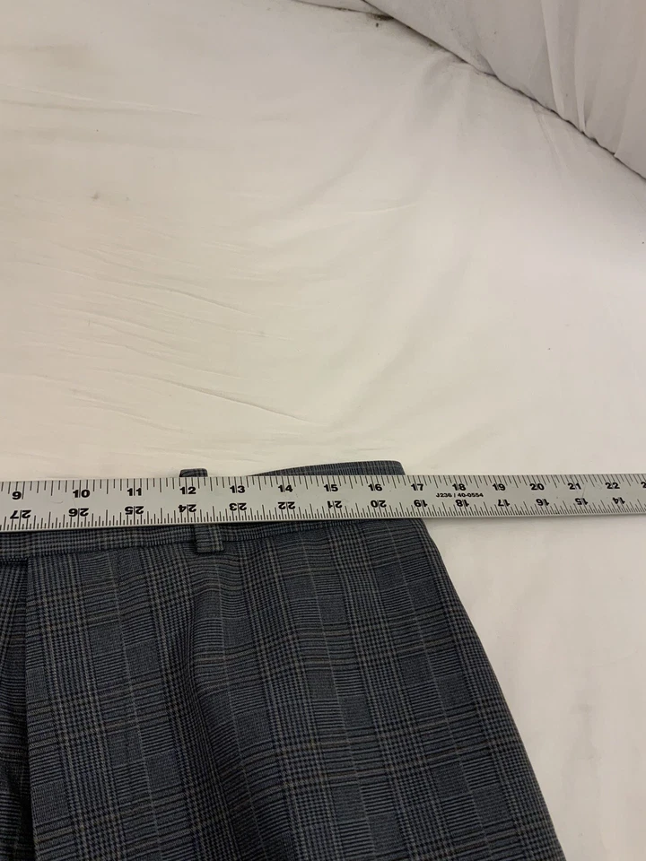 John W Nordstrom 裤子 33x33 灰色格子平底 100% 棉 YGI X1-42 — 第 2/4 张图片
