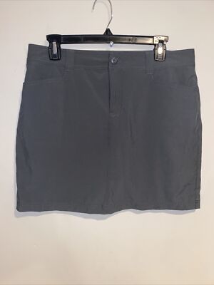 Eddie Bauer Gray Adventure Skort Skirt Athletic Stretch Lined Size Euc 