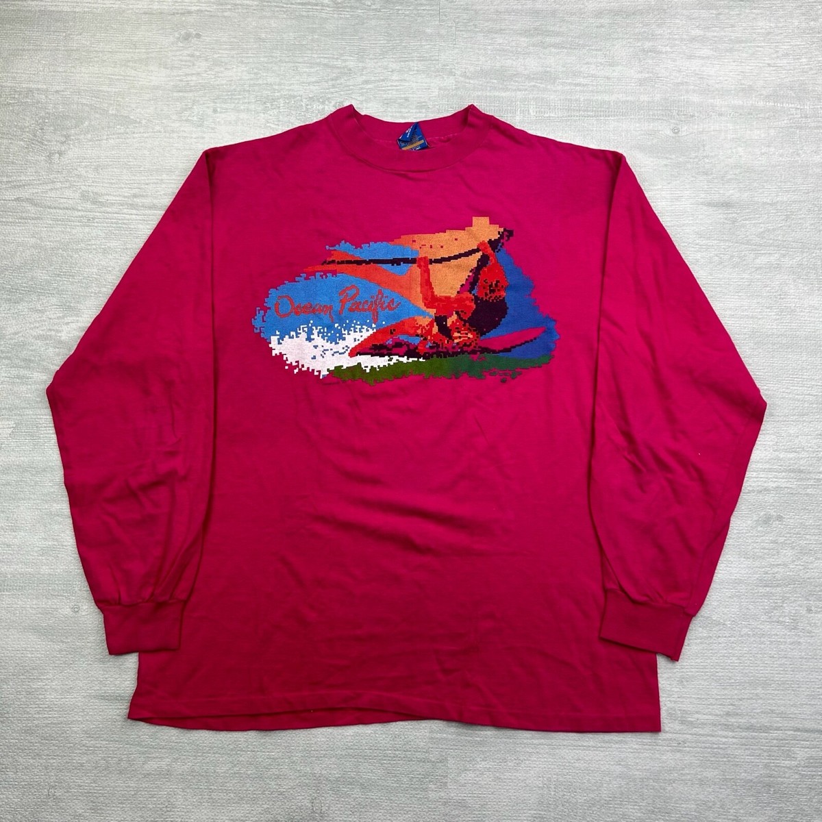 Vintage 80s OP Ocean Pacific Shirt Mens XL Pink Long Sleeve 