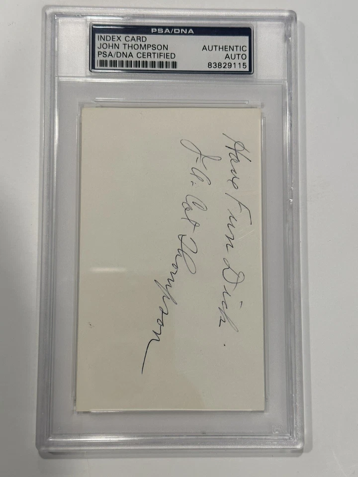 John Thompson signed 3x5 Index Card w/Inscr. PSA/DNA Slabbed - Image 3 of 4