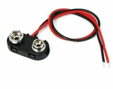 TWO 2 HARD Plastic Snap 9V 9 Volt Battery Clip Connector Black 7 inch long