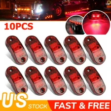 10PCS Marker Lights 2.5" LED Truck Trailer Oval Clearance Side Light Red 12V