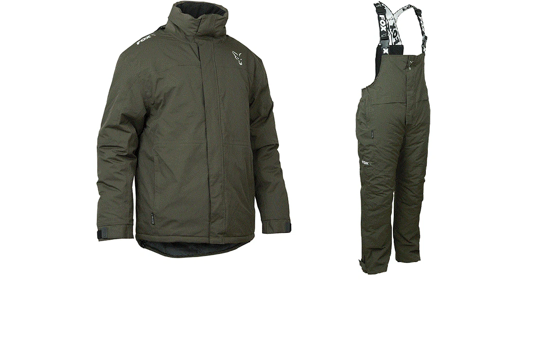 FOX NEW 2 Piece Winter Fishing Suit / Carp Clothing - GREEN & SILVER -All  Sizes