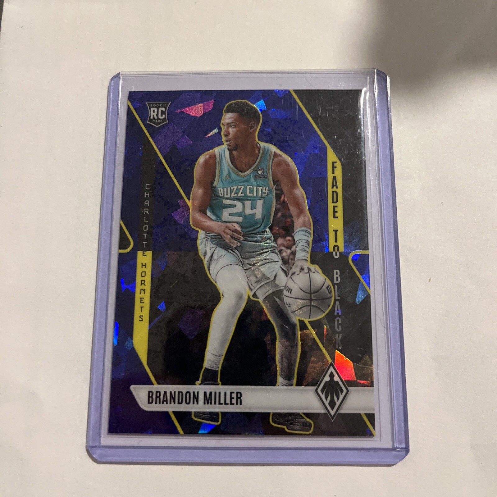 2023-24 Panini Phoenix Basketball Brandon Miller #8 Fade To Black Blue Ice RC