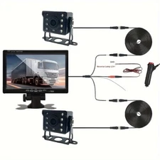 7inch Monitor 2x Backup Camera 12-24V IR View Truck Camera HD Display Full Set