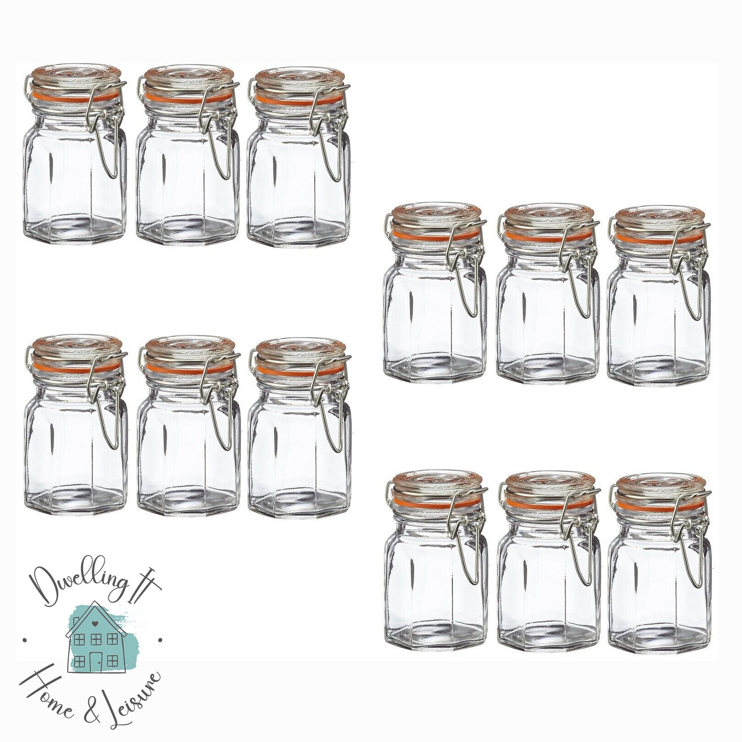 Spice Jars Clip Top Herbs Condiments Seasoning Pots Storage Containers Set of 12