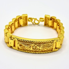 Pulsera Colgante Oro Tailandés 24k Cadena Amarilla Sólida Dragón Chino 3 Baht 7 en Hombres