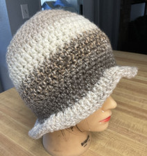 Tan Brown Heavy Weight Warm Winter FLAPPER 20'S STYLE CLOCHE CROCHET HAT NEW