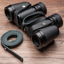 Genuine Leather Handmade Binocular DC Camera Shoulder Neck Case Strap Sling BLK