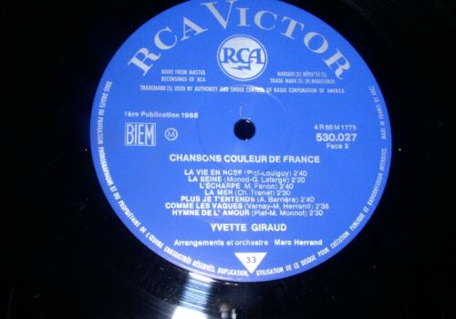 Yvette Giraud-Chansons Couleur de France vinyl LP~French LP on RCA NM, 1965 - Picture 2 of 3