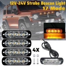 4x 4 LED Recupero Stroboscopico Lampeggiante Griglia Luce Barra Luminosa Auto Camion Faro Lampada