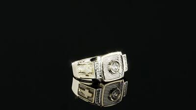 14k Yellow & White Gold Plated Solid 925 Silver Ring Simulated