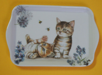 Ambiente 1x Tablett Kätzchen Bienen Katzen Melamin 13 x 21trays Blumen cats bees