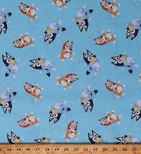 Cotton Bluey and Bingo Dogs Kids Characters Blue Fabric Print by Yard D766.84