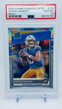 2020 Donruss Optic Silver Holo JUSTIN HERBERT Rated Rookie #153 PSA 10