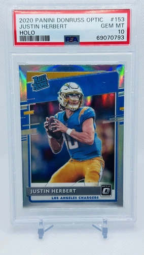 2020 Donruss Optic Silver Holo JUSTIN HERBERT Rated Rookie #153 PSA 10