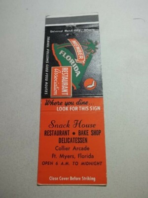 Matchbook Cover Snack House Collier Arcade Ft Myers FL #261 THIS FAMILY?