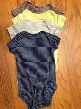 Carters 4 pack Stripes Bodysuit Short Sleeve Snap Baby One Piece 6M 6 Month