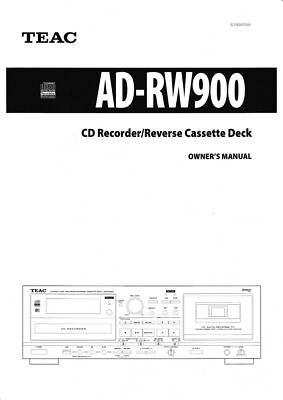 Bedienungsanleitung-Operating Instructions für Teac AD-RW900 